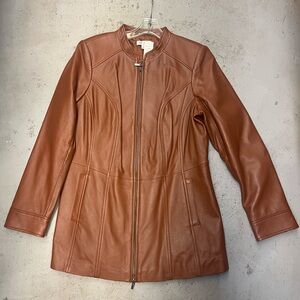 Elegant Tan Leather Jacket for Women